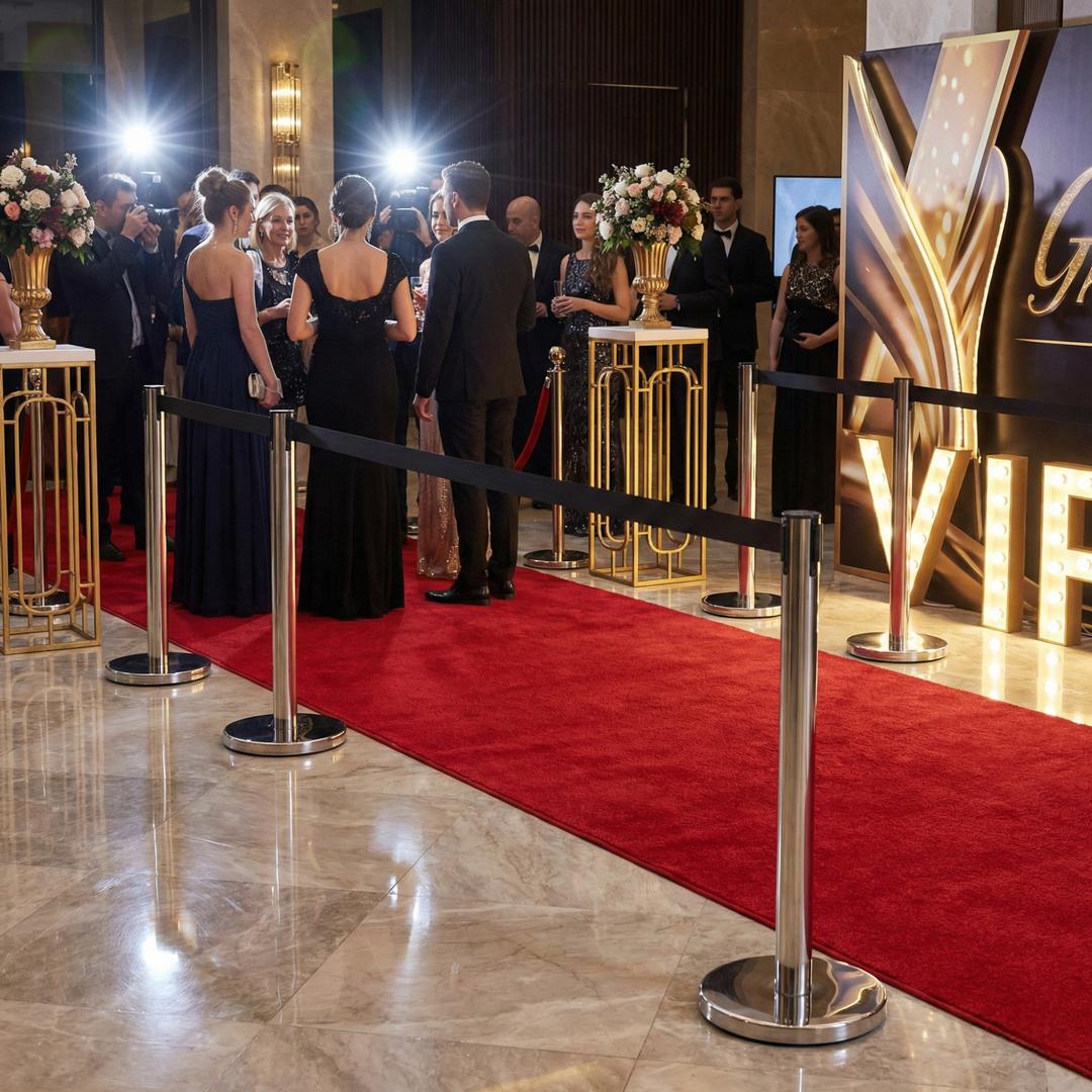 Absperrung mieten & vermieten - Personenleitsystem mieten – Absperrständer: Edelstahl (Gurt) oder Gold (VIP-Kordel) in Wuppertal