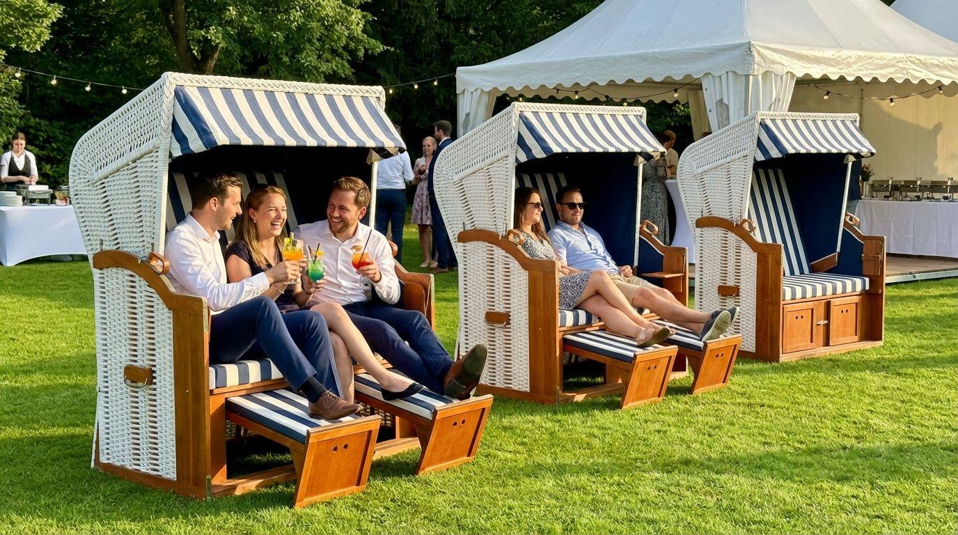 Strandkorb mieten & vermieten - Ostsee-Strandkorb mieten – Exklusiver Zweisitzer mit Fußstützen für Events in Wuppertal