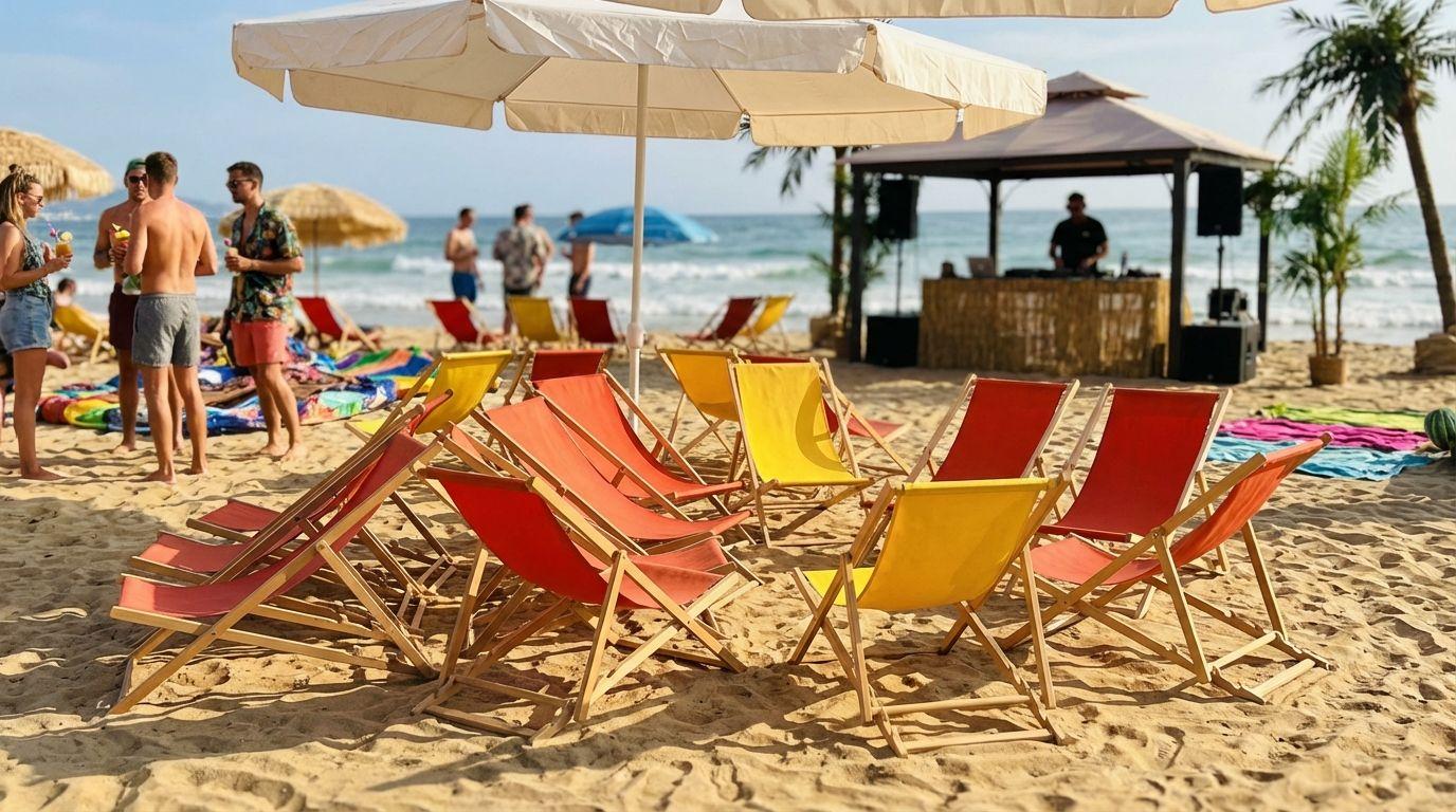 Stühle mieten & vermieten - Liegestuhl mieten – Bequeme Strandliege in versch. Farben für Events & Partys in Wuppertal