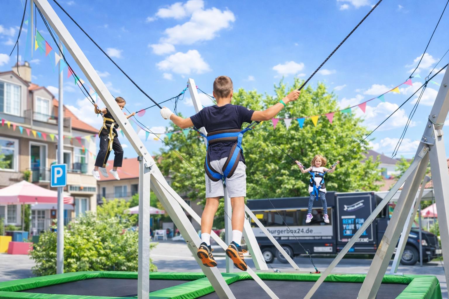 Trampoline mieten & vermieten - Vierer Trampolin – Quadro Jump mieten in Bramsche