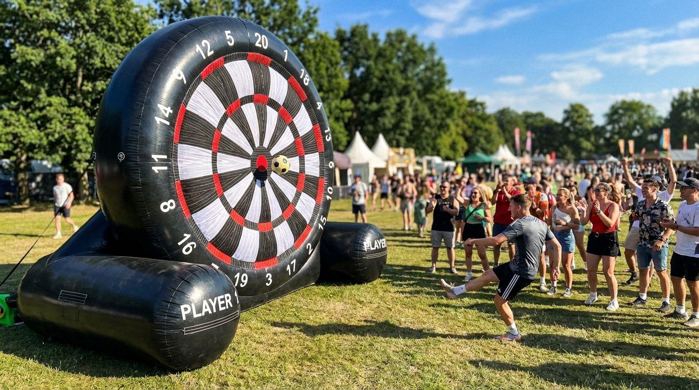Stuhlhussen mieten & vermieten - Fußball-Dart mieten (XXL 5,75 m Höhe) – Riesige aufblasbare Dartscheibe in Wuppertal