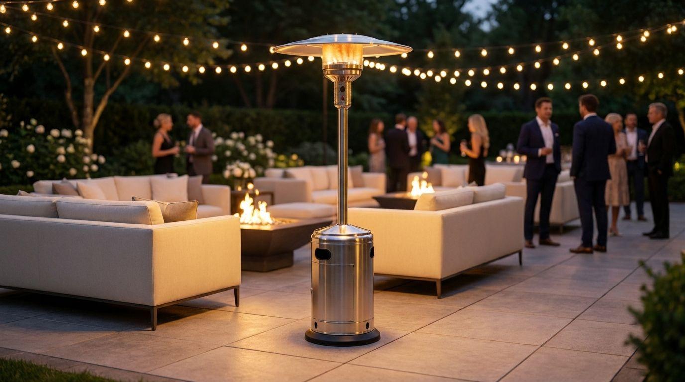 Heizstrahler & Heizpilz mieten & vermieten - Premium Heizpilz mieten – ECO-Plus Terrassenstrahler (8 kW) für Event & Party in Wuppertal