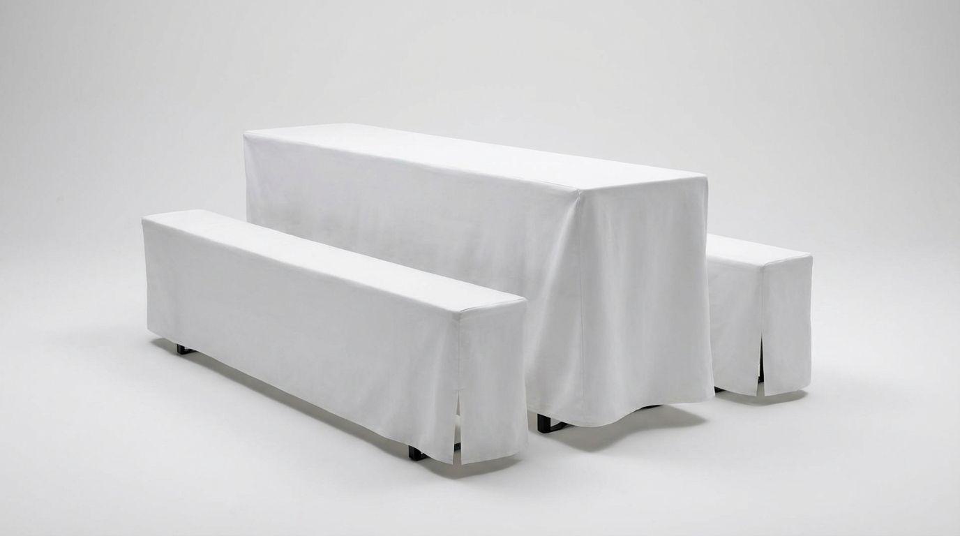 Hussen Bierzeltgarnitur mieten & vermieten - Hussen-Set für Bierzeltgarnitur (Standard 50cm) – 3-teilig in Weiß oder Schwarz in Wuppertal