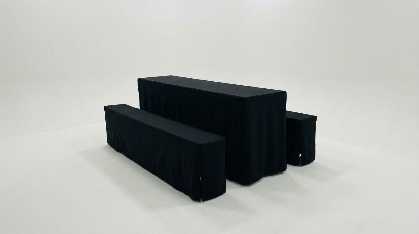 Hussen Bierzeltgarnitur mieten & vermieten - Hussen-Set für Bierzeltgarnitur (Standard 50cm) – 3-teilig in Weiß oder Schwarz in Wuppertal