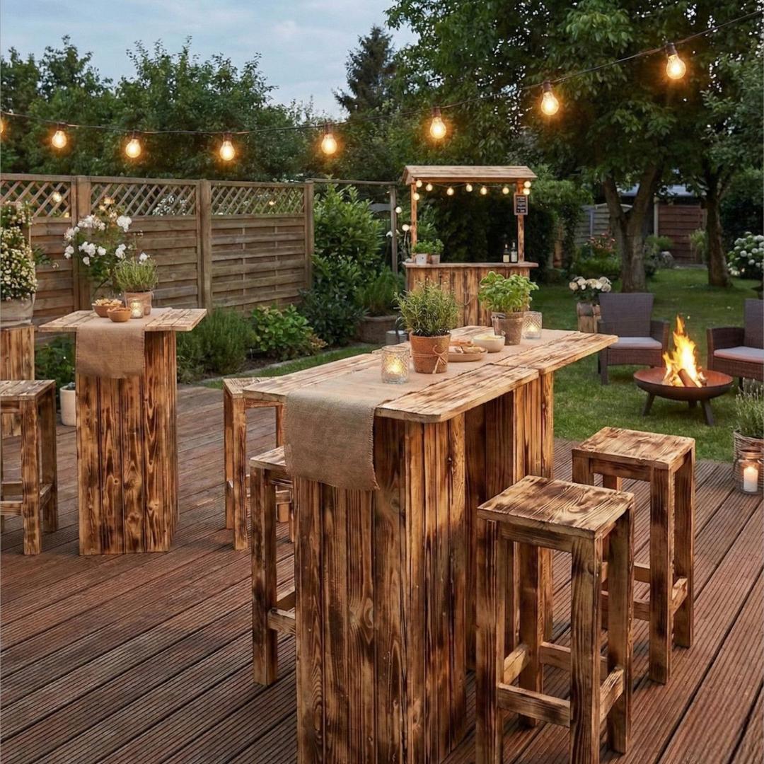 Tischdekoration mieten & vermieten - Barhocker "Rustikal" mieten – Massivholz Vintage – Optional mit Sitzkissen in Wuppertal