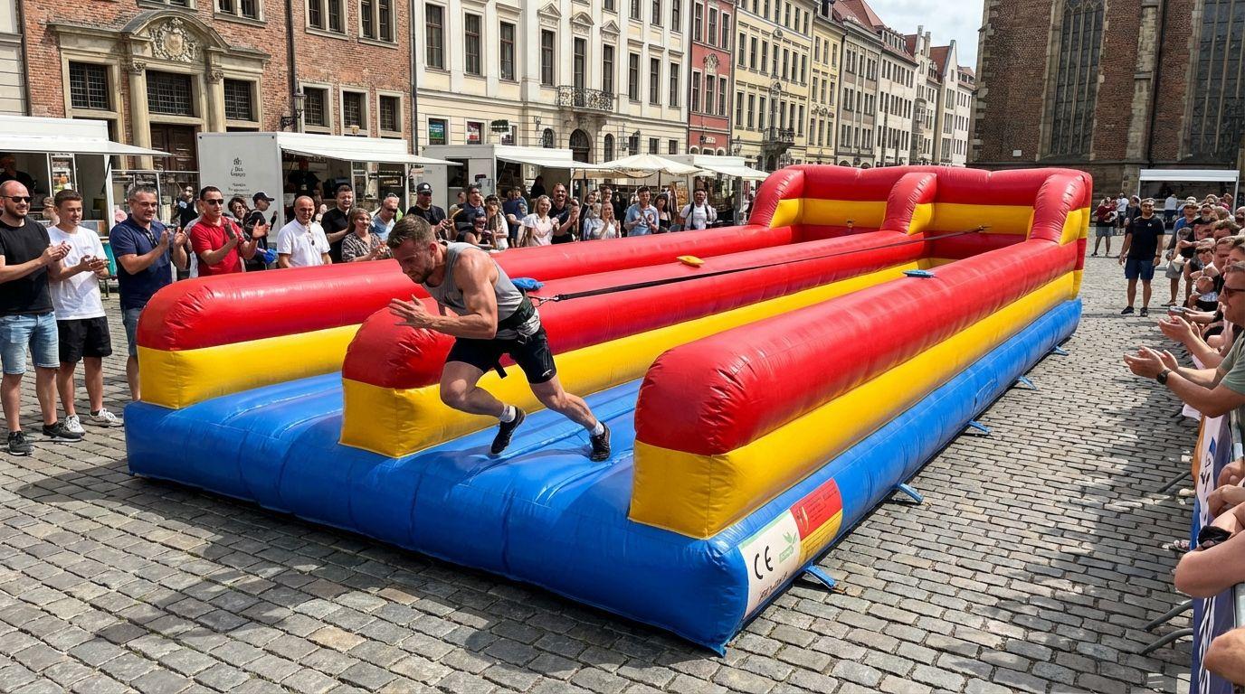 Stehtischhussen mieten & vermieten - Bungee-Run mieten (10 x 4,5 m) – Das XXL Action-Modul für Ihr Event in Wuppertal