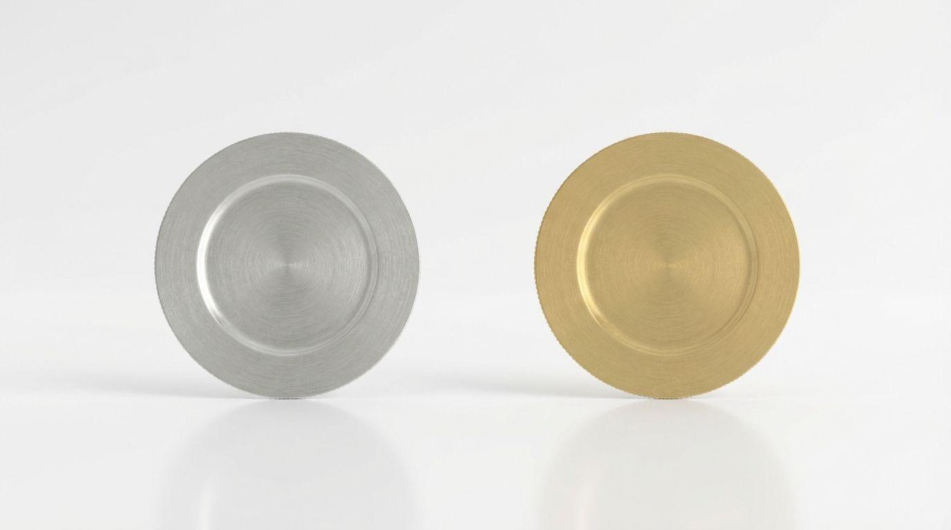 Teller & Tassen mieten & vermieten - Platzteller mieten – Gold & Silber – Dekorativer Unterteller (Kunststoff) in Wuppertal