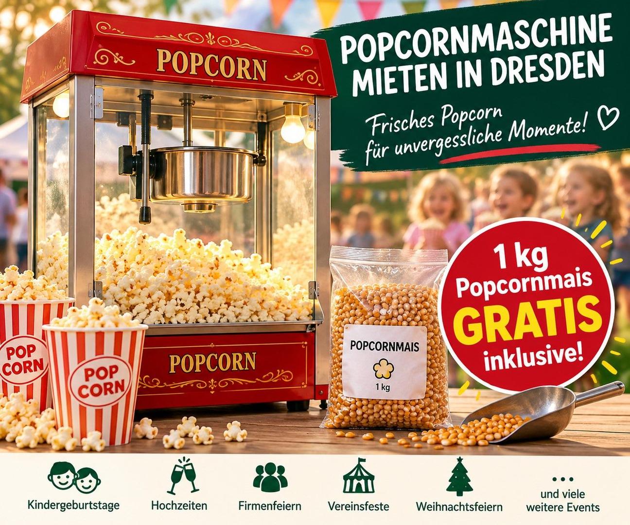 Popcornmaschine mieten & vermieten - ab 35 € Popcornmaschine mieten in Dresden – Vermietung & Verleih in Dresden
