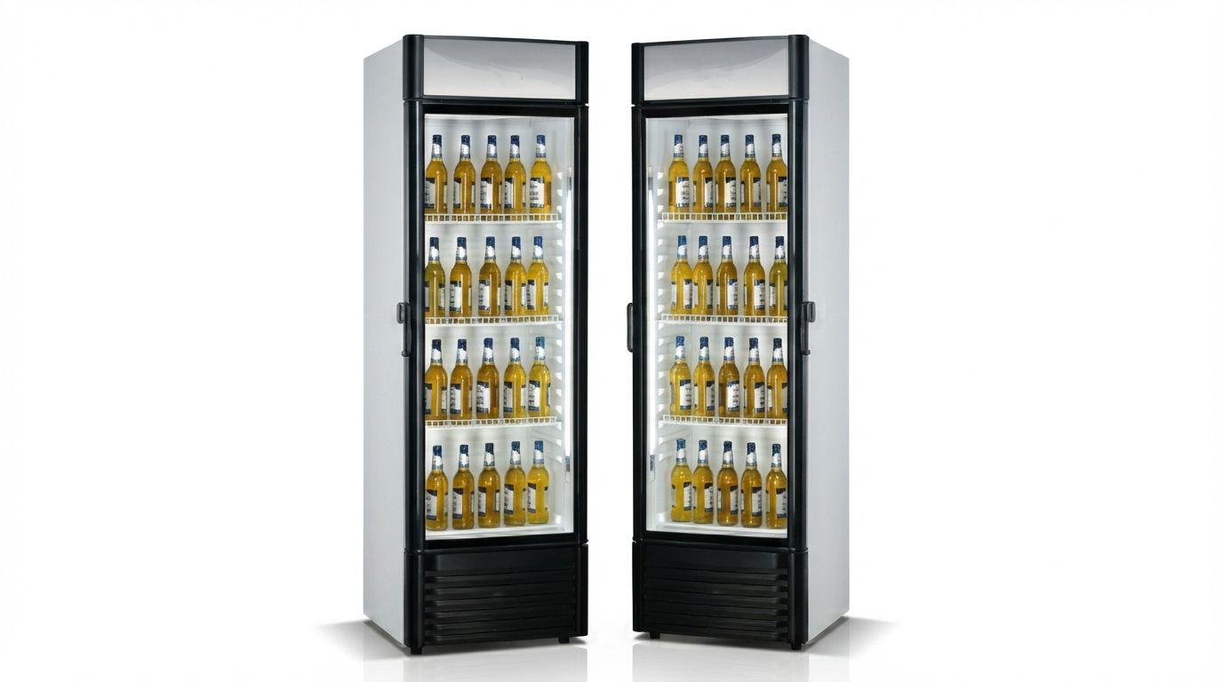 Kühlschrank mieten & vermieten - Glastür-Kühlschrank mieten (350 L) – XXL Flaschenkühlschrank mit Beleuchtung & Schloss in Wuppertal