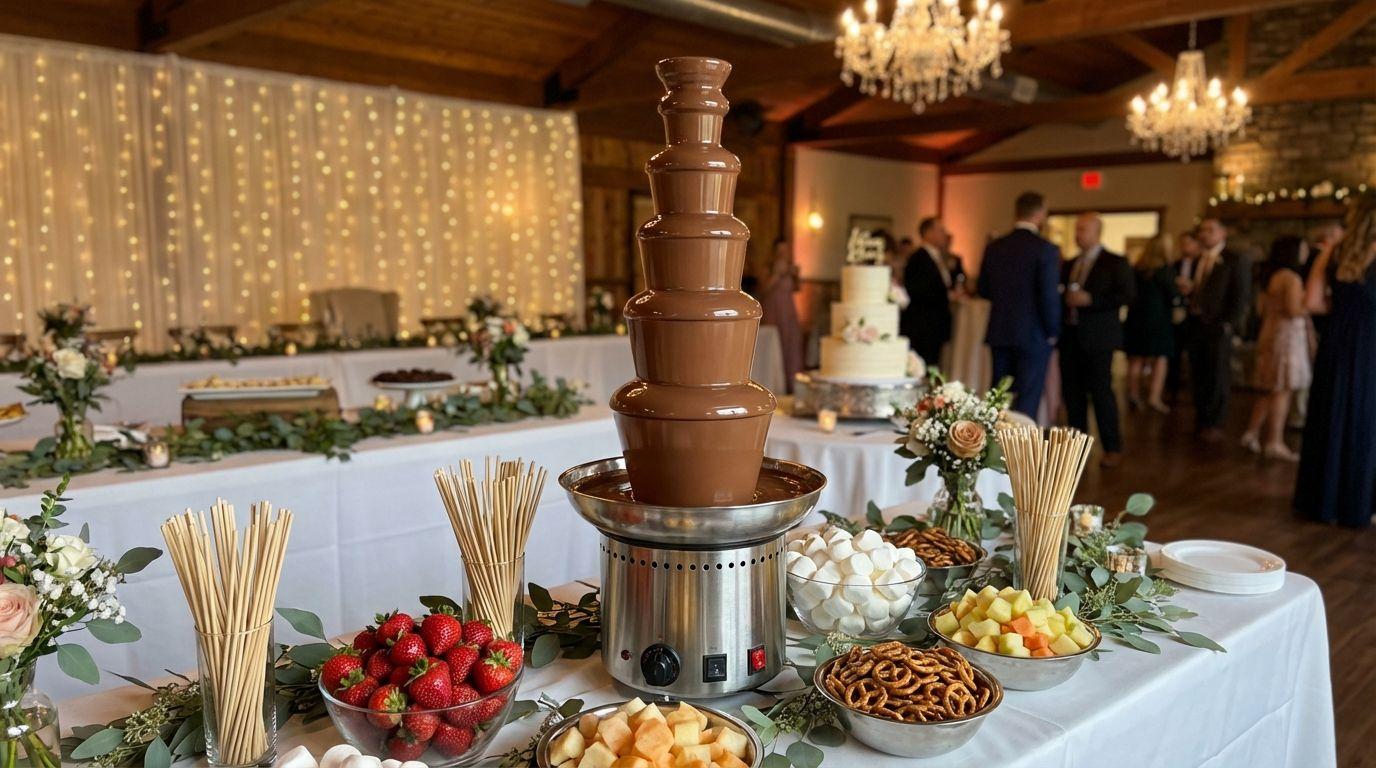 Schokobrunnen mieten & vermieten - XXL Schokoladenbrunnen mieten (82 cm) – 6 Etagen Schokobrunnen für Hochzeit & Event in Wuppertal