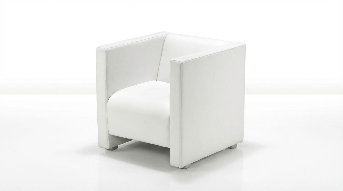 Loungemöbel mieten & vermieten - Weißer Loungesessel mieten – Clubsessel in Kunstleder für Business & Messe in Wuppertal