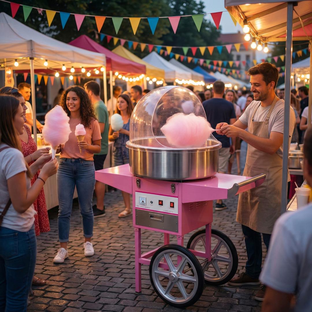 Zuckerwattemaschine mieten & vermieten - Nostalgische Zuckerwattemaschine mieten – Inklusive Wagen & Schutzhaube in Wuppertal