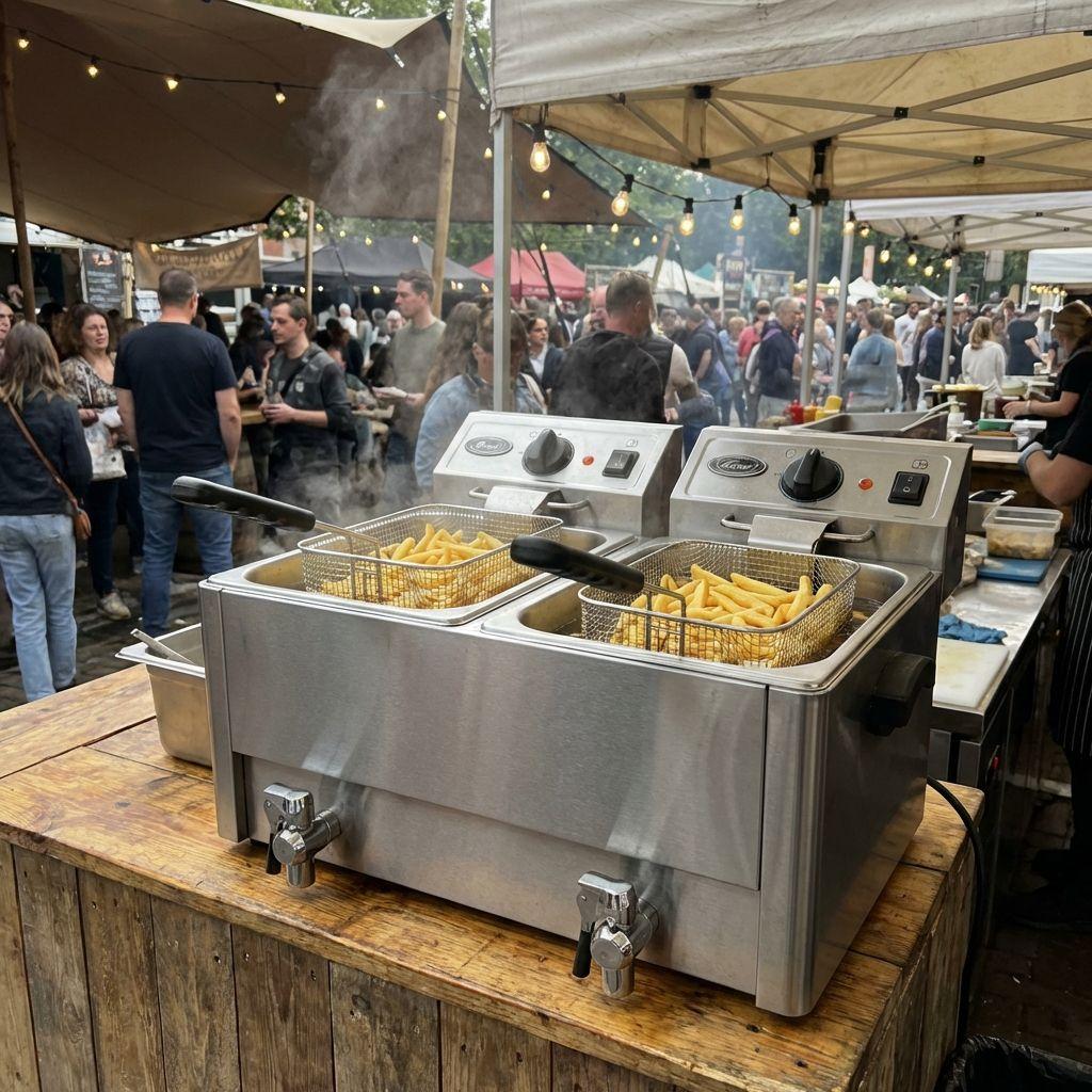 Koch- & Backgeräte mieten & vermieten - Profi Doppel-Fritteuse mieten (2x 8 Liter) – Gastro-Fritteuse für Event & Catering in Wuppertal
