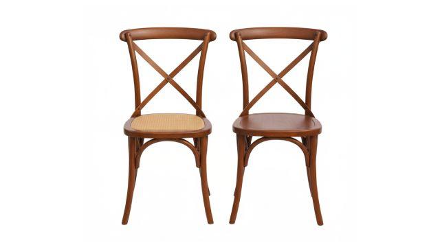 Stühle mieten & vermieten - Exklusiver Crossback Stuhl mieten – Rustikaler Holzstuhl für Vintage-Hochzeiten & Events in Wuppertal