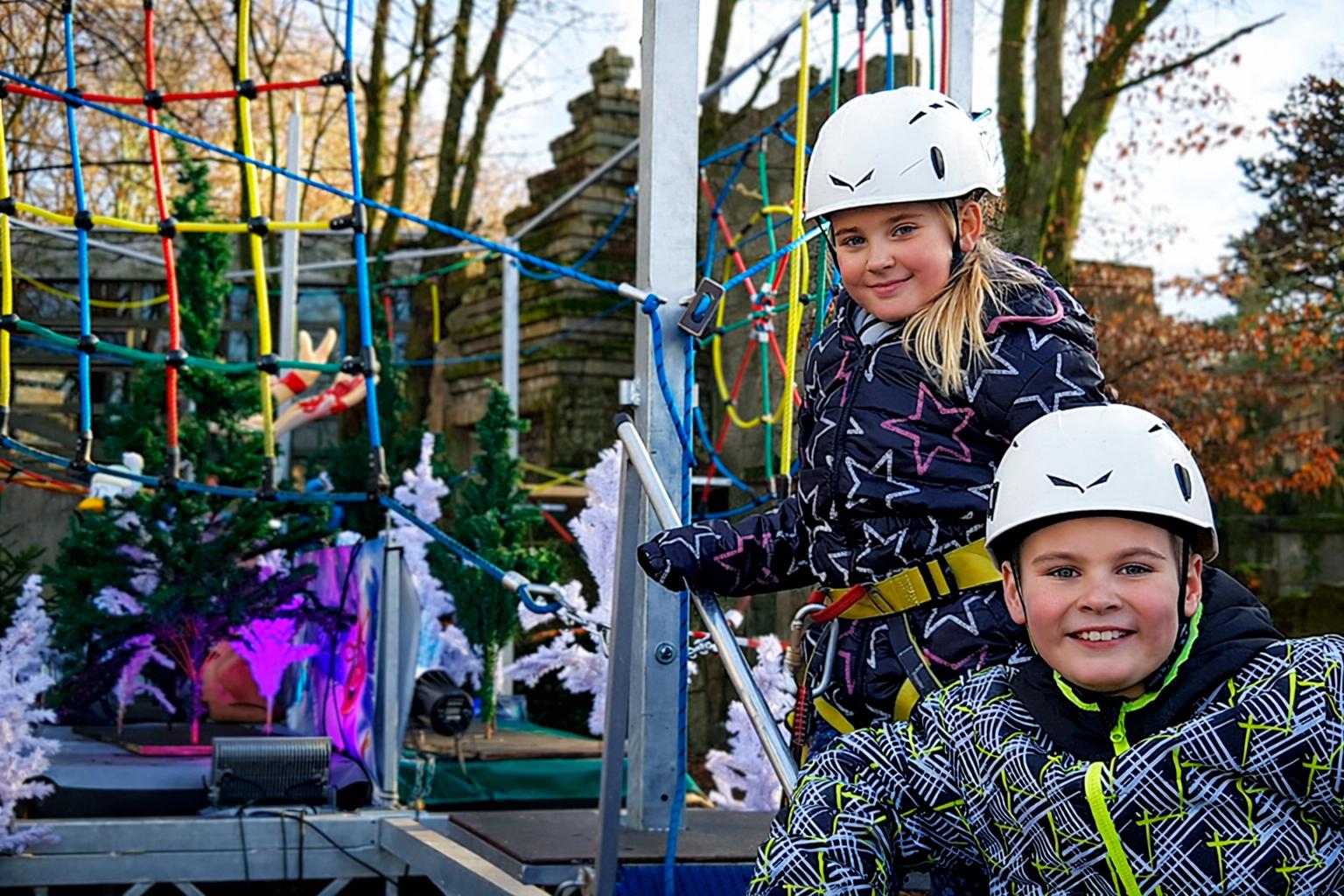 Klettergeräte mieten & vermieten - Klettern im Winterwald mieten – Der mobile Kinderhochseilgarten als Winter-Attraktion in Bramsche