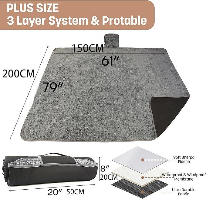 Campingzubehör mieten & vermieten - Wasserdichte Outdoor-Decke 203 x 150 cm mit Sherpa-Futter winddicht dreilagig warm bequem faltbar in Elsdorf (Rheinland)