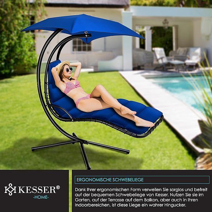 Campingzubehör mieten & vermieten - Schwebeliege Hängeliege Sonnenliege Relaxliege Hängeschaukelliege mit Sonnenschirm und Nackenkissen in Elsdorf (Rheinland)