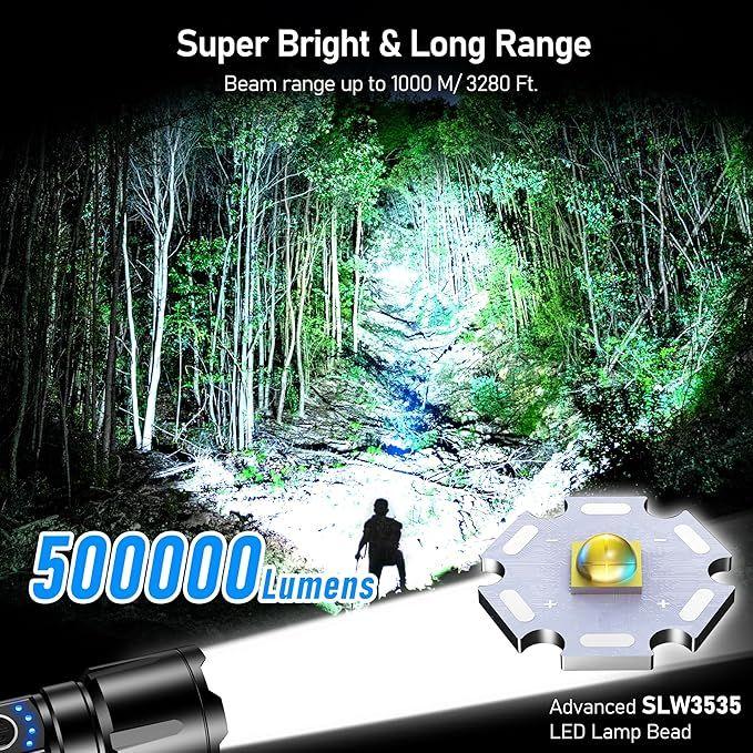 Campingzubehör mieten & vermieten - Taschenlampe LED aufladbar 500.000 Lumen extrem Hell zoombare taktische Taschenlampen Camping in Elsdorf (Rheinland)