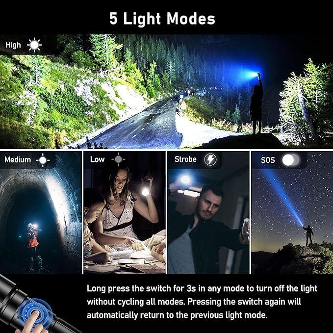Campingzubehör mieten & vermieten - Taschenlampe LED aufladbar 500.000 Lumen extrem Hell zoombare taktische Taschenlampen Camping in Elsdorf (Rheinland)