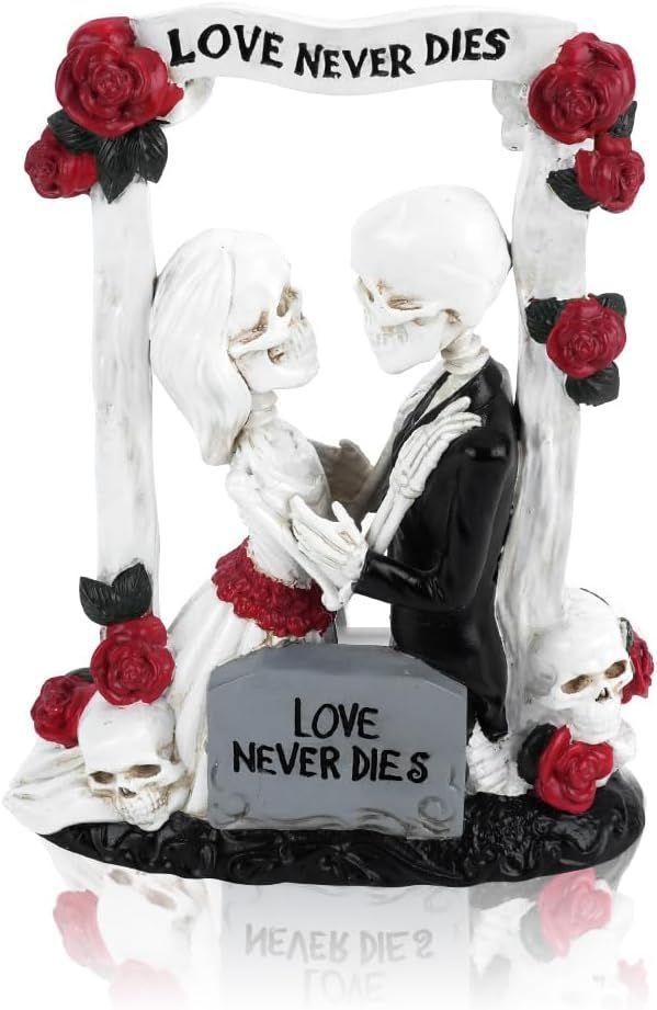 Dekofiguren mieten & vermieten - LOVE Never Dies 18 cm Brautpaar Liebespaar Tortendeko Hochzeitsschädel Kuchendeko Skelett in Elsdorf (Rheinland)