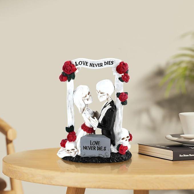 Dekofiguren mieten & vermieten - LOVE Never Dies 18 cm Brautpaar Liebespaar Tortendeko Hochzeitsschädel Kuchendeko Skelett in Elsdorf (Rheinland)