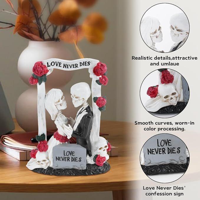 Dekofiguren mieten & vermieten - LOVE Never Dies 18 cm Brautpaar Liebespaar Tortendeko Hochzeitsschädel Kuchendeko Skelett in Elsdorf (Rheinland)