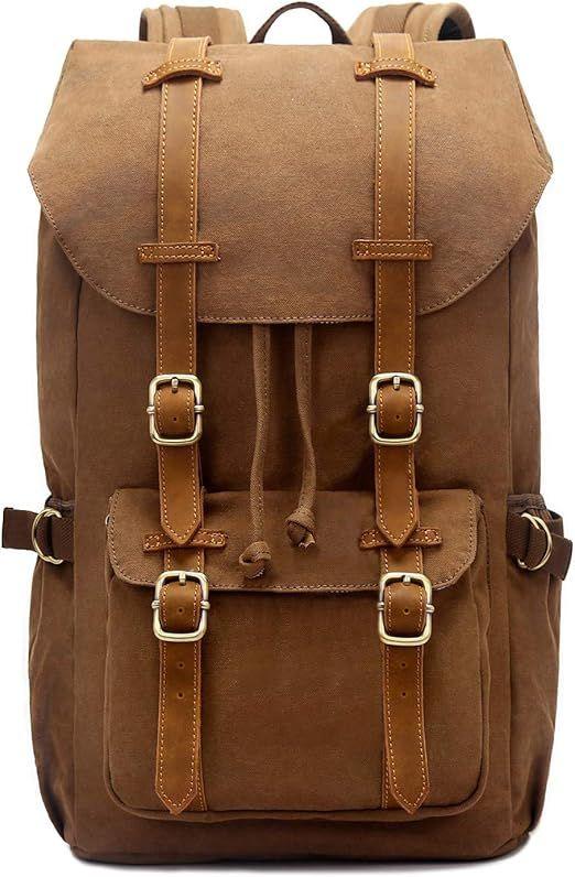 Campingzubehör mieten & vermieten - Tagesrucksack Wanderrucksack Outdoor-Rucksack für Reisen/Wandern aus Canvas-Leder 35 L in Elsdorf (Rheinland)