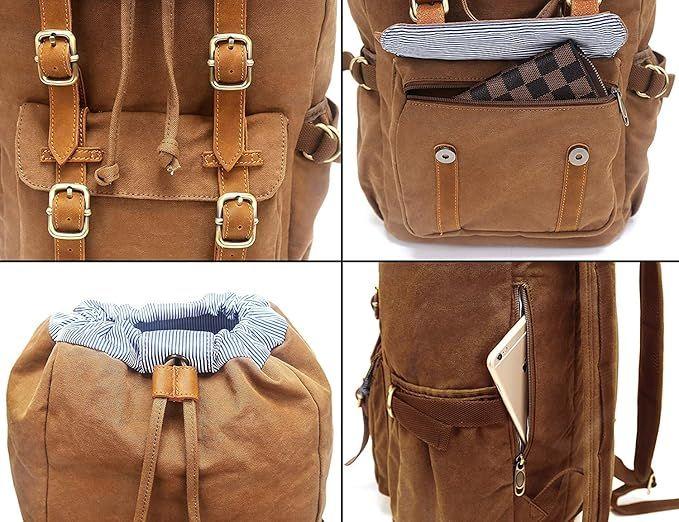 Campingzubehör mieten & vermieten - Tagesrucksack Wanderrucksack Outdoor-Rucksack für Reisen/Wandern aus Canvas-Leder 35 L in Elsdorf (Rheinland)