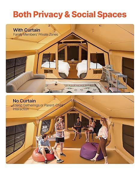 Camping Zelte mieten & vermieten - Glampingzelt aufblasbar aufblasbares Zelt für Camping 8-12 Personen mit Handpumpe 4,8 x 3,6 x 2,2 m in Elsdorf (Rheinland)