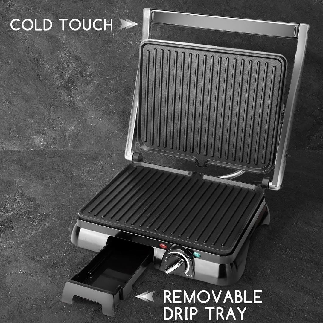 Grill & Ofen mieten & vermieten - Panini-Grill Sandwichmaker Sandwichgrill 2000 Watt Edelstahl Antihaftbeschichtung Öffnung 180 Grad in Elsdorf (Rheinland)
