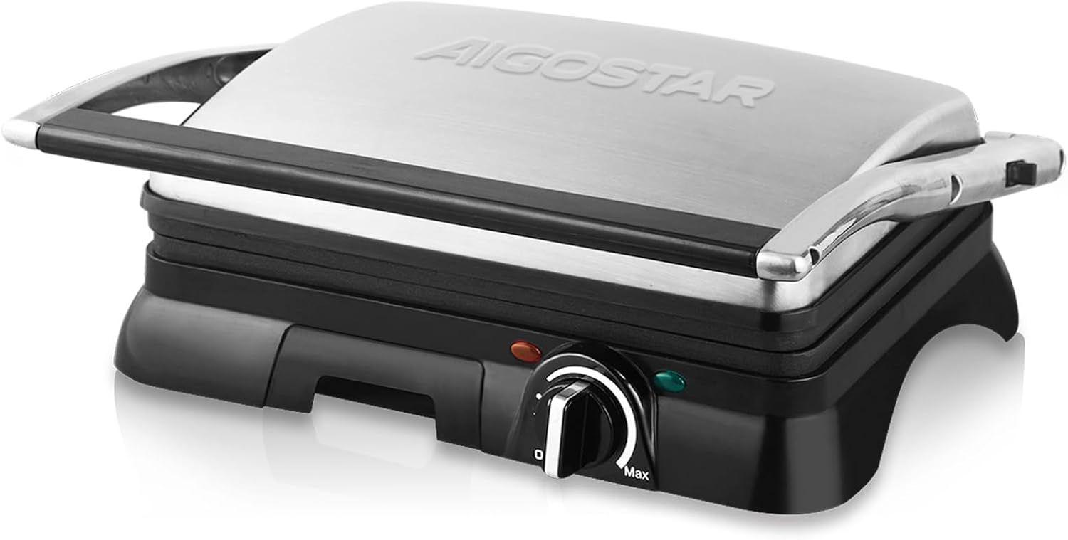 Grill & Ofen mieten & vermieten - Panini-Grill Sandwichmaker Sandwichgrill 2000 Watt Edelstahl Antihaftbeschichtung Öffnung 180 Grad in Elsdorf (Rheinland)