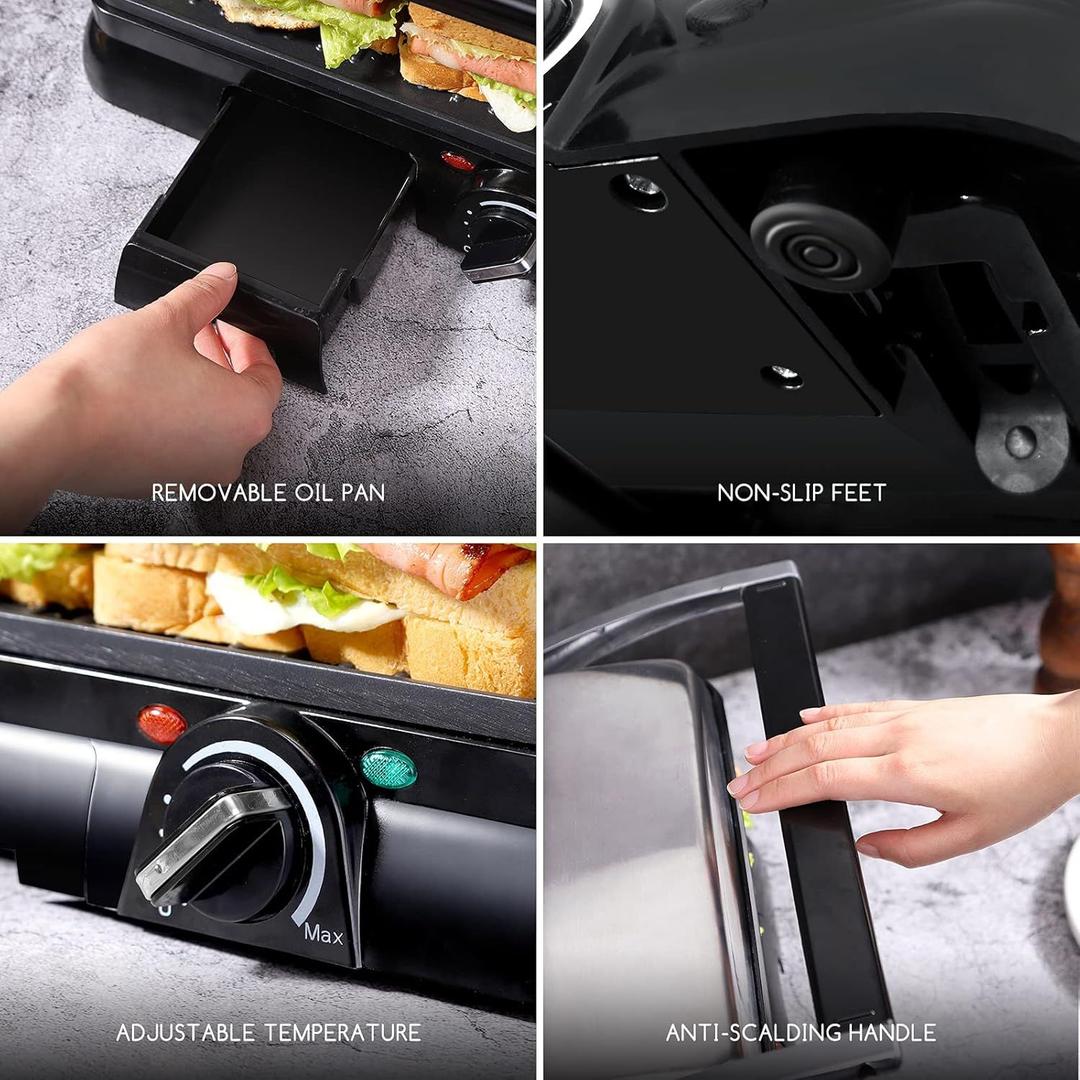 Grill & Ofen mieten & vermieten - Panini-Grill Sandwichmaker Sandwichgrill 2000 Watt Edelstahl Antihaftbeschichtung Öffnung 180 Grad in Elsdorf (Rheinland)