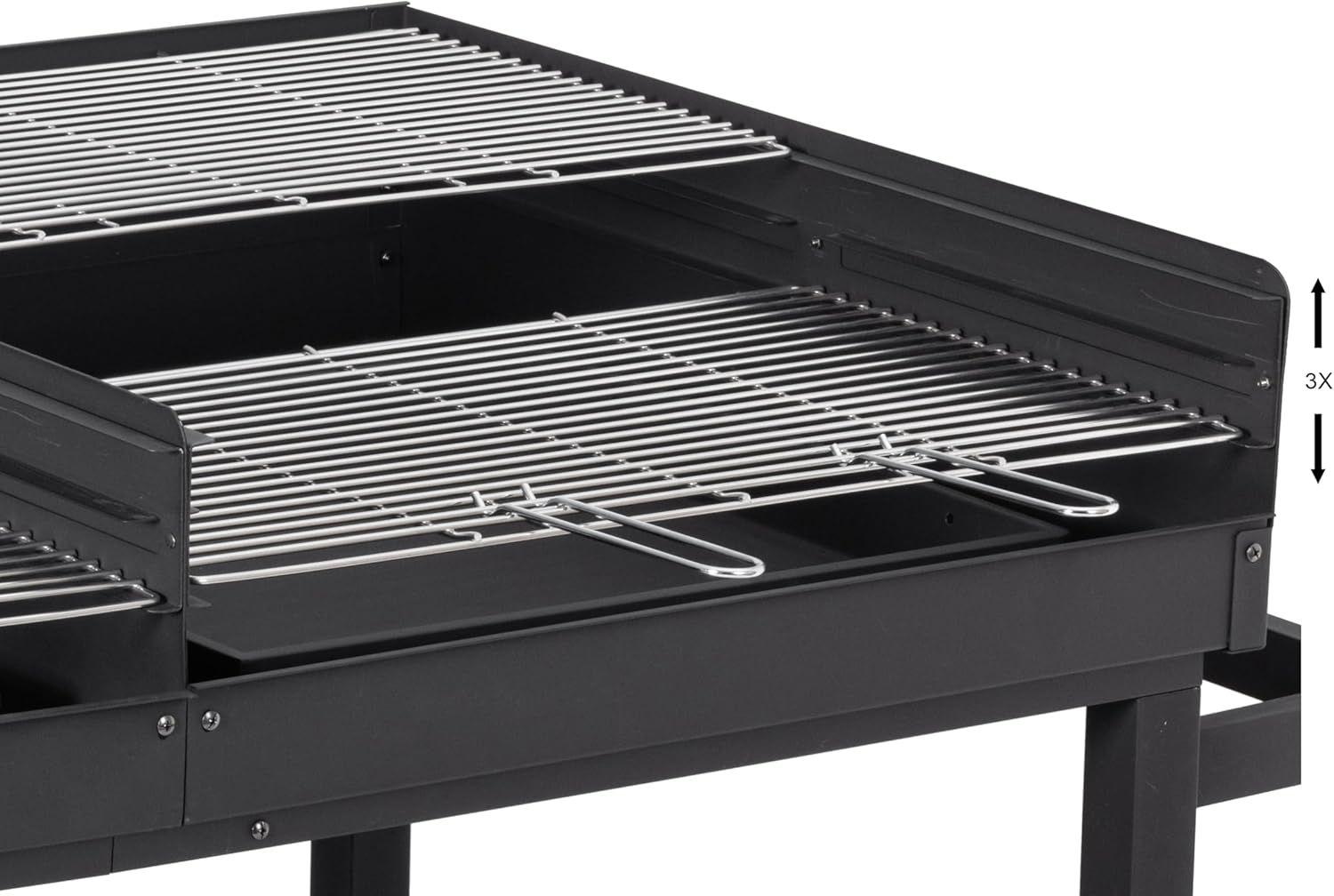 Grill & Ofen mieten & vermieten - Holzkohlegrillwagen groß Riesengrill Stahl/Edelstahl Bremse Schwarz 1780 x 910 x 1020 in Elsdorf (Rheinland)