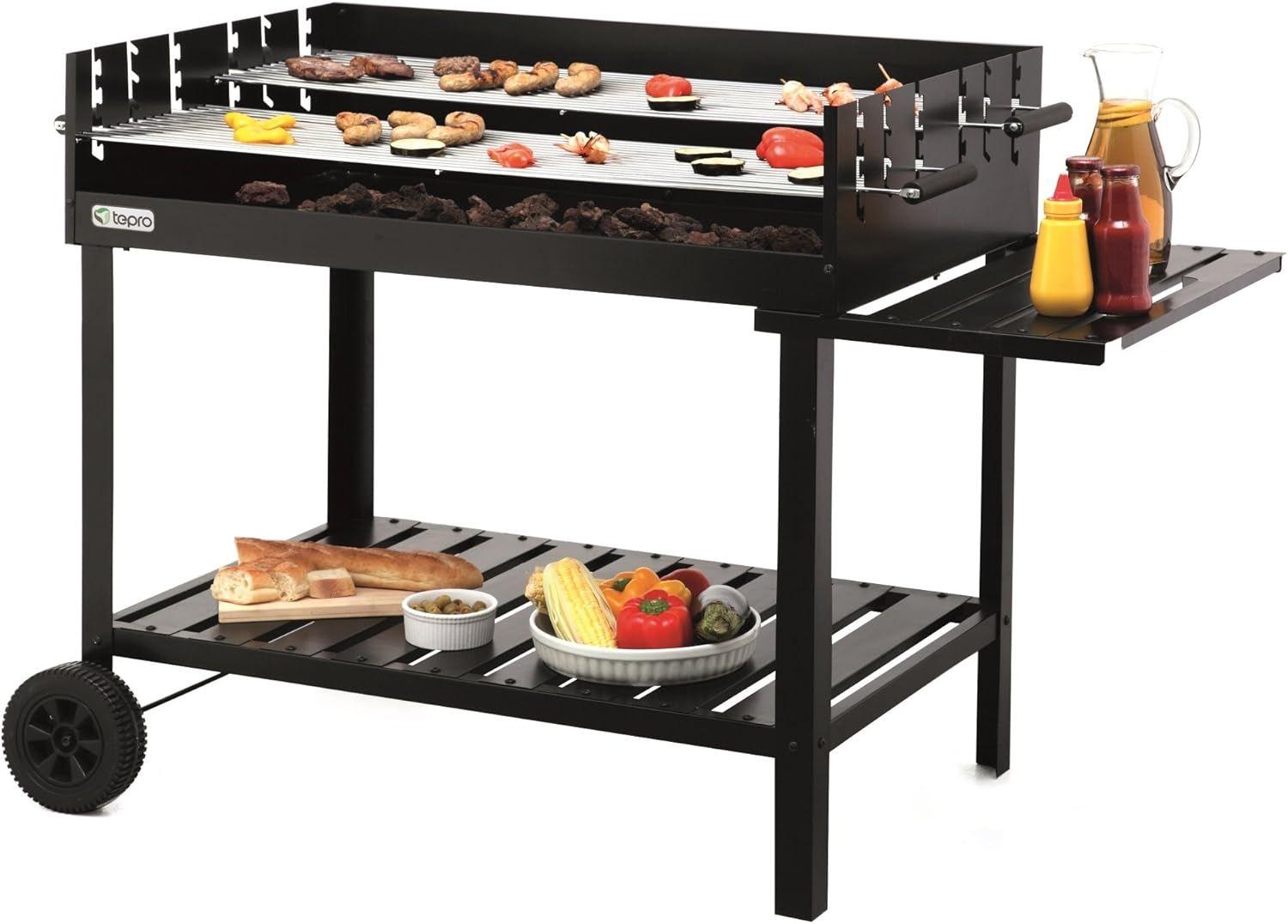 Grill & Ofen mieten & vermieten - Holzkohlegrillwagen groß Riesengrill Stahl/Edelstahl Bremse Schwarz 980 x 560 x 1020 in Elsdorf (Rheinland)