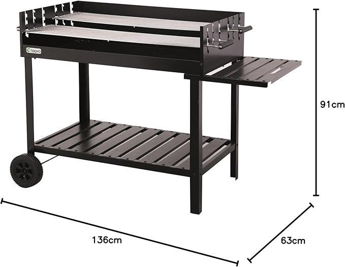 Grill & Ofen mieten & vermieten - Holzkohlegrillwagen groß Riesengrill Stahl/Edelstahl Bremse Schwarz 980 x 560 x 1020 in Elsdorf (Rheinland)