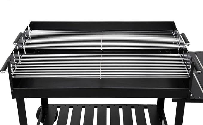Grill & Ofen mieten & vermieten - Holzkohlegrillwagen groß Riesengrill Stahl/Edelstahl Bremse Schwarz 980 x 560 x 1020 in Elsdorf (Rheinland)