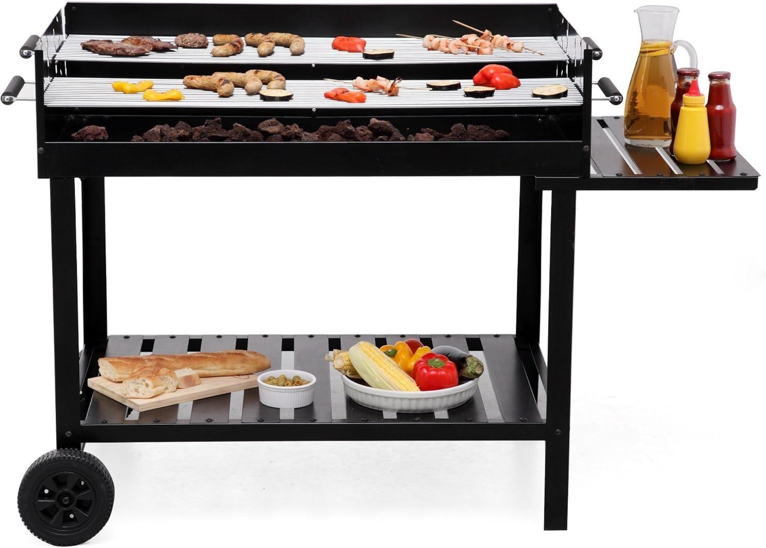 Grill & Ofen mieten & vermieten - Holzkohlegrillwagen groß Riesengrill Stahl/Edelstahl Bremse Schwarz 980 x 560 x 1020 in Elsdorf (Rheinland)