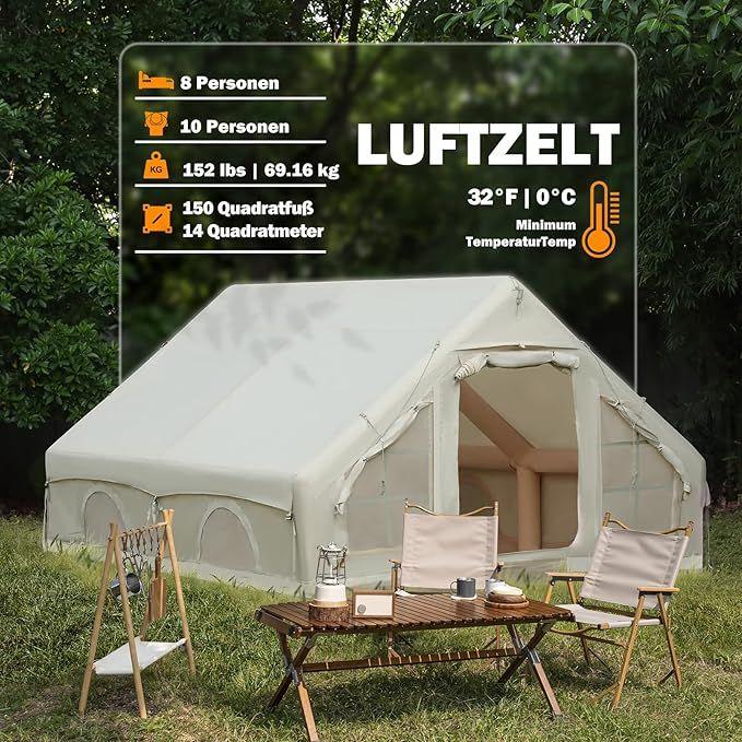 Camping Zelte mieten & vermieten - Glampingzelt aufblasbar 400 x 300 x 210 cm aufblasbares Campingzelt für 4–8 Personen großes Zelt in Elsdorf (Rheinland)
