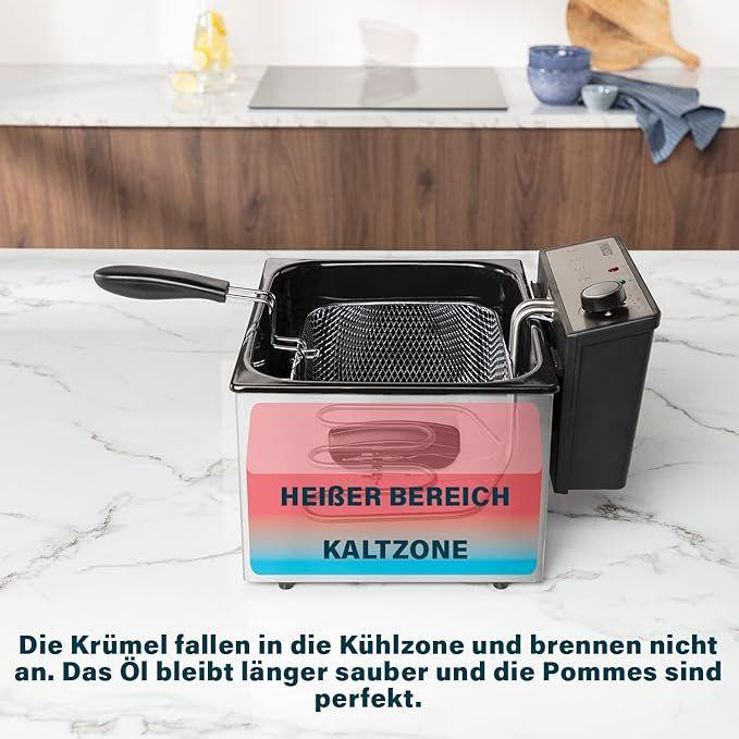 Grill & Ofen mieten & vermieten - Fritteuse 5 Liter 3270 Watt Thermostat 3 Frittierkörbe Kaltzone 6-7 Personen Grau in Elsdorf (Rheinland)
