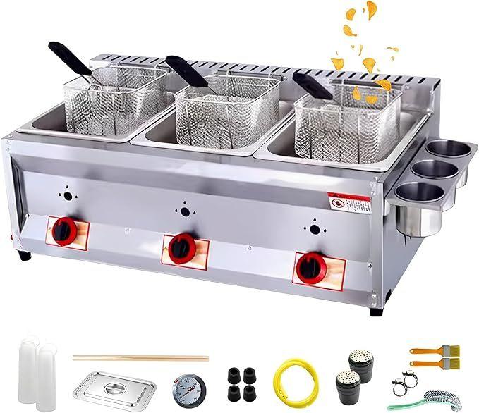 Grill & Ofen mieten & vermieten - Gasfritteuse Fritteuse gewerblich 2 Tanks 10 l x 2/3 Korb Deckel Edelstahl Propan große Kapazität in Elsdorf (Rheinland)