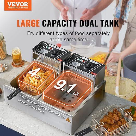 Grill & Ofen mieten & vermieten - Elektrische Fritteuse aus Edelstahl 24 l Doppeltank-Fritteuse 2 x 1500 Watt inkl. 2 Frittierkörbe in Elsdorf (Rheinland)