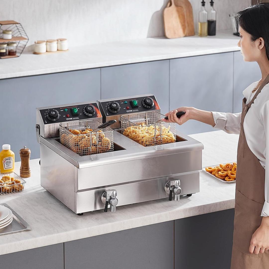 Koch- & Backgeräte mieten & vermieten - Kommerzielle elektrische Fritteuse Doppelfritteuse 2 x 11 l Fassungsvermögen 2 x 3000 Watt in Elsdorf (Rheinland)