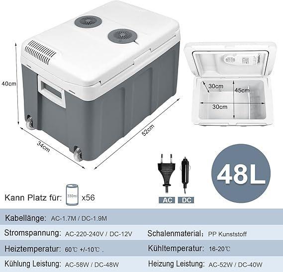Campingzubehör mieten & vermieten - Kühlbox 48 L mit Rollen tragbarer Mini Kühlschrank 12V 220V thermoelektrische Kühlbox mit Kühl- und in Elsdorf (Rheinland)