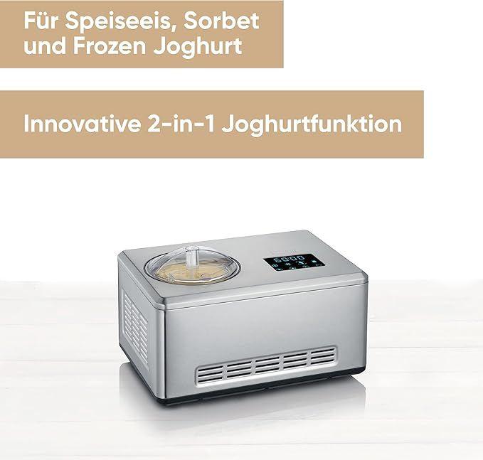 Softeismaschine mieten & vermieten - Creammaker Eismaschine Cream Maker 2 l mit Joghurtfunktion Edelstahl 180 Watt mit 2 x 2 L Behälter in Elsdorf (Rheinland)
