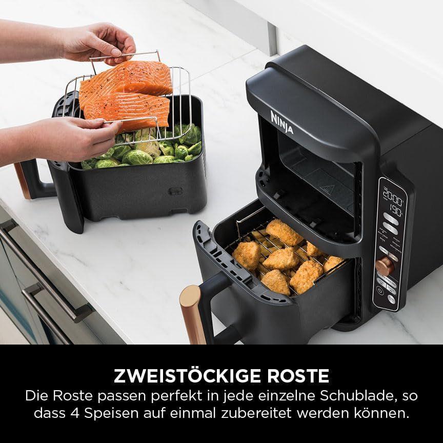 Grill & Ofen mieten & vermieten - Heißluftfritteuse XL Double Stack 2 vertikale Schubladen 4 Kochstufen 2 Schlitze platzsparend 9,5 L in Elsdorf (Rheinland)