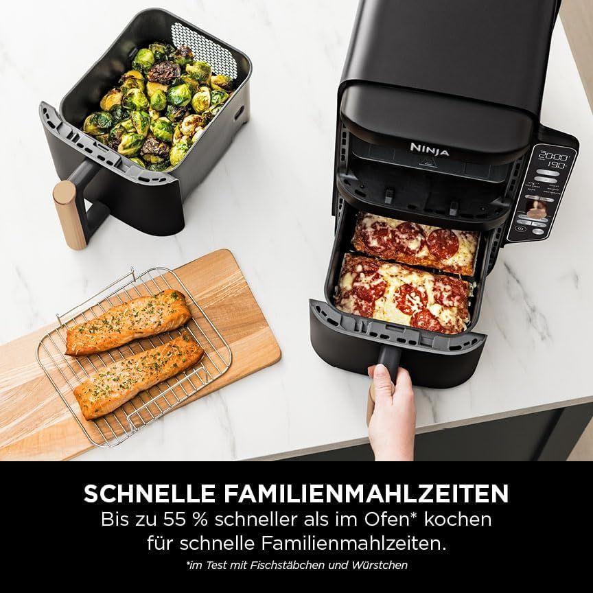 Grill & Ofen mieten & vermieten - Heißluftfritteuse XL Double Stack 2 vertikale Schubladen 4 Kochstufen 2 Schlitze platzsparend 9,5 L in Elsdorf (Rheinland)