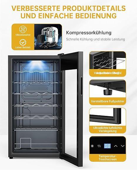 Kühlschrank mieten & vermieten - Weinkühlschrank Weinflaschenkühlschrank Weinschrank Kühlschrank mit Glastüre 28 Flaschen 82 L in Elsdorf (Rheinland)