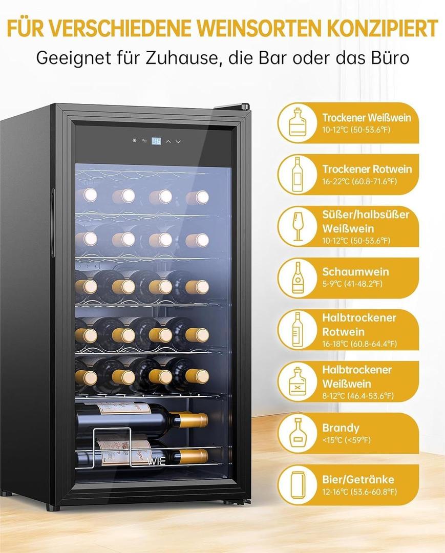 Kühlschrank mieten & vermieten - Weinkühlschrank Weinflaschenkühlschrank Weinschrank Kühlschrank mit Glastüre 28 Flaschen 82 L in Elsdorf (Rheinland)