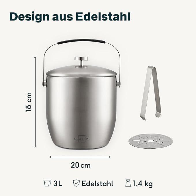 Bar Theke mieten & vermieten - Eiswürfelbehälter Eiskübel mit Deckel und Zange Edelstahl doppelwandig isoliert extra Kühlung in Elsdorf (Rheinland)