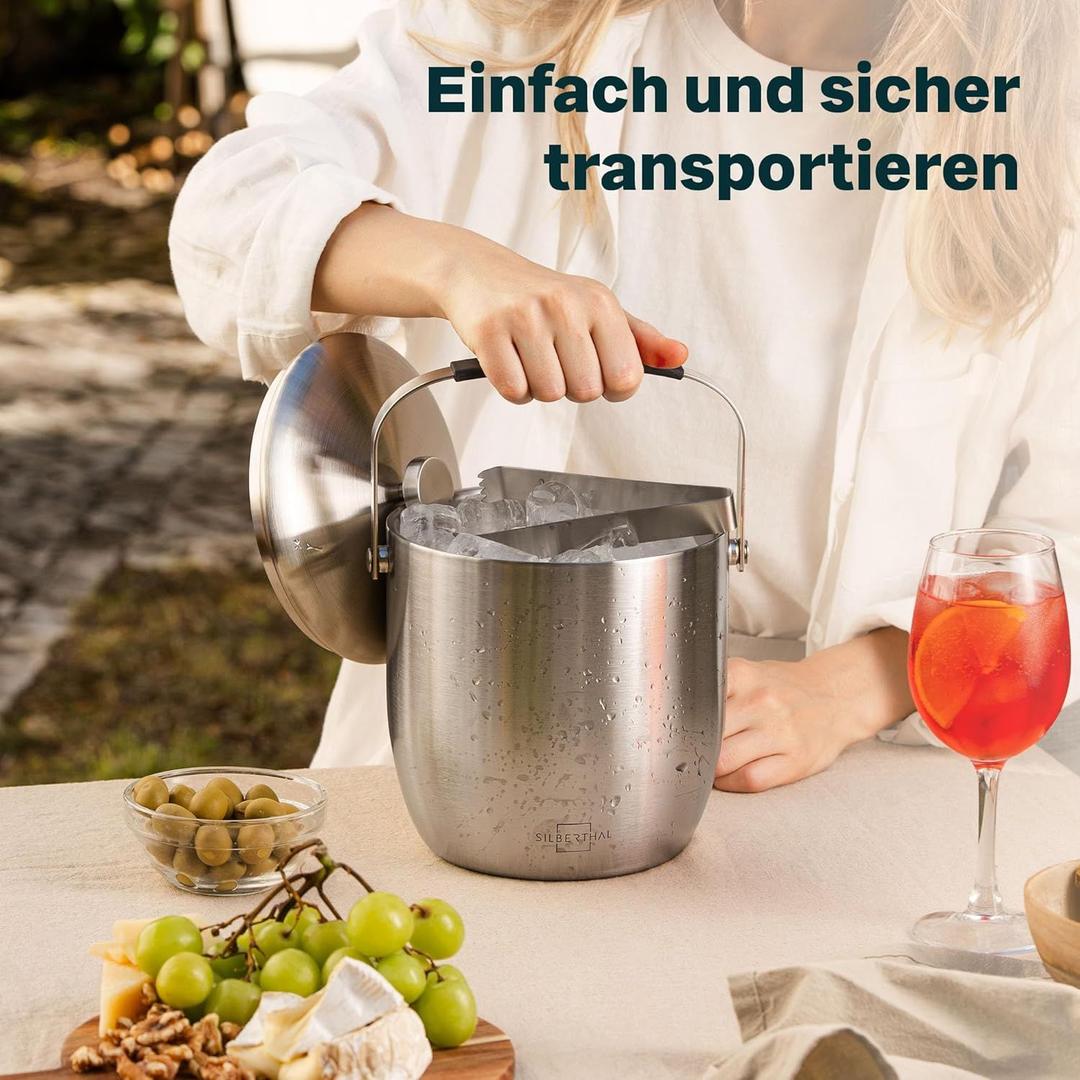Bar Theke mieten & vermieten - Eiswürfelbehälter Eiskübel mit Deckel und Zange Edelstahl doppelwandig isoliert extra Kühlung in Elsdorf (Rheinland)